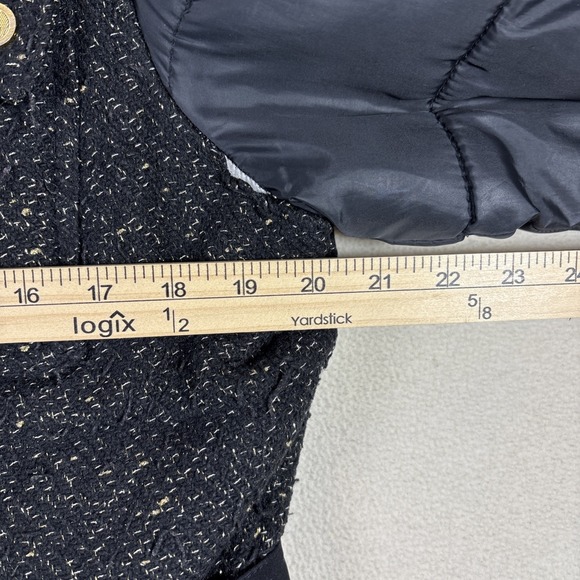 Vtg COOGI Women Sz L puffer jacket black With gold sparkle Belt Full Zip 80s 90s - Picture 5 of 9